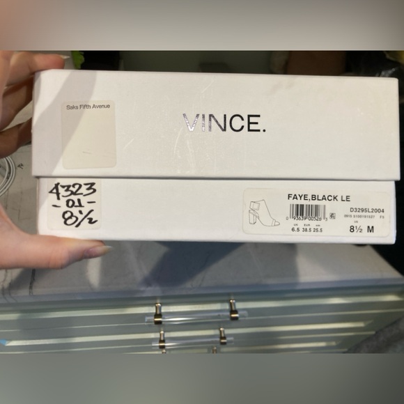 Vince Faye Open Toe Black Leather Bootie - 8.5 - Picture 3 of 3